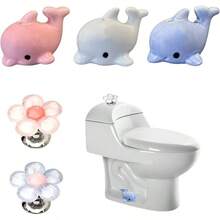 Toilet Bolt Caps Dolphin Decorative Toilet Bolt Covers Flower Shaped Toilet Button Toilet Flusher Top Push Button Women Long Nail Toilet Accessory Blue Dolphin*2+Blue Flower*2 - Blue Dolphin*2+Blue Flower*2 - View 1