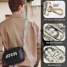 Purse Strap Replacement Crossbody 1.5 Inches Wide, Gold Buckle Guitar Style Shoulder Bag Straps Adjustable For Women Men Handbags Black Bats Funny - 黑蝙蝠搞笑 - 查看 5