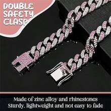 1pc Bling Rhinestone Studded Hiphop Dog Necklace, Durable Pet Collar Suitable For Small/Medium/Large Cats & Dogs, Daily Or Holiday Gift - Multicolor - View 6