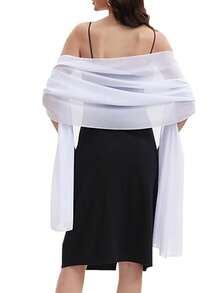Shawls And Wraps For Evening Dresses Sheer Chiffon Women Elegant Soft Silky Wraps Wedding Bridal Scarf - White - View 1