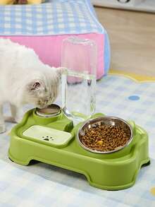 2-In-1 Automatic Pet Feeder & Water Dispenser, Cat Neck-Protecting Feeder, Dog No-Wet Mouth Auto Water Dispenser, Pet Bowl, Suitable For Small Dogs And Cats, With Bell, Detachable For Easy Cleaning - Multicolor - View 10