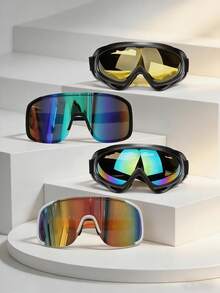 4副户外骑行防风眼镜 - 超大框环绕式眼镜、滑雪镜和黑色超大框登山眼镜 - 彩色 - 查看 5