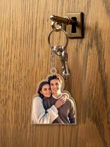 Personalized Photo Keychain With Your Own Picture - Couples Photo Keychain Pendant, Acrylic Photo Keyring, Suitable For Wedding, Anniversary, Gift - Upload Your Own Photo - Multicolor - View 6