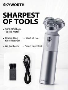 SKYWORTH G3F Triple-Head Electric Shaver For Men, 9000RPM High-Speed Quiet Motor, Dual-Ring Floating Foil, Compact Portable Design For Travel & Daily Use - Multicolor - View 12