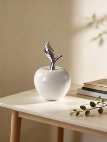 1pc Ceramic Apple Shaped Ornament, White Color, Creative Luxury Style Craft, Suitable For Holidays, Desk, Office, Home Decor Best Gifts Birthday Graduation - White - View 16