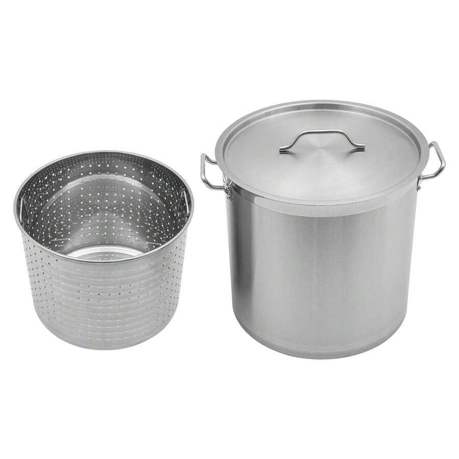 ZhdnBhnos Cooking Pot Set, Stainless Steel Soup Pot Set With Lid And Draining Bucket, Tabletop Round Stainless Steel Cooking Pot, Commercial Cookware For Homes, Hotels, Restaurants - Variant,3 - View 1