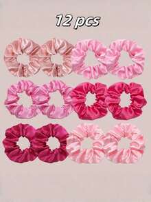 36/24/12/6-Pack Bohemian Elegant Minimalist Shiny Satin Scrunchies/Headbands For Women, Bun Hairbands, Hair Protection , Fashionable Silk-Like Colorful Satin Hair Accessories Set, Ladies Pink Tone Hair Scrunchies Casual Hair Accessories, Suitable For Daily Outfits, Stretchable Hairbands For Ponytails And Hairstyles - Nhiều màu - Xem 10