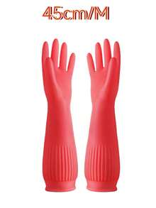 21.65 Inch/55cm Waterproof Extra Long Cleaning Gloves - Non-Slip Reinforced - Gloves For Cleaning Pond Soil - Extra Long Household Rubber Gloves For Dishwashing (Dishwasher/Aquarium/Washing Machine ) - Red - View 13