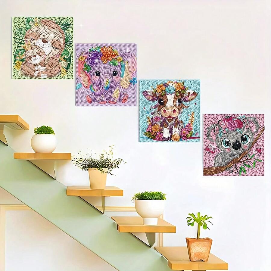 5D Diamant Malerei Set, DIY Cartoon Tier Diamant Malerei Mosaik Set, 5D Volldiamant Malerei Set, Mosaik Set, geeignet für Wand Dekoration Zuhause und als Geschenk für Freunde - Verschiedenfarbig - Übersicht 1