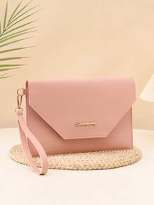 1pc Envelope Bag, Homework Storage Bag, Office & Study Supplies, Tutoring Handbag, Pink PU Leather Document Folder, File Bag, Homework Storage Bag, Pink Handbag