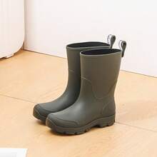 Women's Rain Boots Striped Work Style PVC Outdoor All-Season Water Boots, Mid-Calf Plaid Pattern Women's Rain Shoes Men's Work Waterproof Shoes Green - Navy Blue - View 5