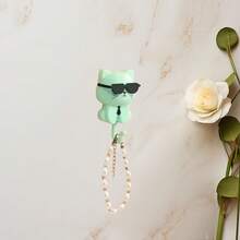Rotating Glasses Cat Wall Hook - Cute Black Cat Adhesive Hook, Suitable For Keys, Coats, Fashion Glasses, No-Drill Adhesive Hook, Fun Cartoon Decoration, Can Bear 11.02 Pounds - 綠色 - 查看 13