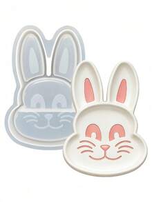 1个复活节托盘树脂环氧树脂模具，DIY节日装饰卡通兔子彩蛋收纳盘杯垫模具，情人节、复活节、母亲节、开斋节、宰牲节的理想礼物 - 彩色 - 查看 4