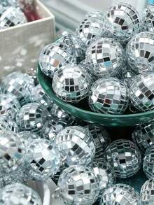 1/5/10pcs Disco Ball Decorations, Mini Silver Disco Ball Pendant, Reflective Mirror Ball Cake Decor, 70s Disco Party Supplies, Holiday Decorations Suitable For Valentine's Day, New Year, Easter Party, Mother's Day - Multicolor - View 2