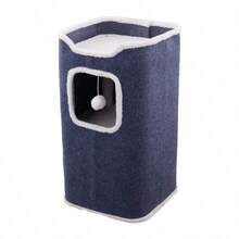 Cat Barrel Kitten Tree Tower Sisal Scratch Post Cosy Climbing Platform Grey Cat Cave & Beds - Multifunctional Cat House With Ball, Cat Condo