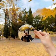 1个旅行自拍凸面镜，广角玻璃镜，小圆镜，可用于记录脚印，手持摄影道具，适合户外旅行摄影和家居装饰 - 彩色 - 查看 5