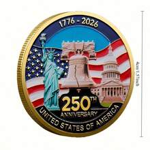 镀金美国自由钟纪念币 1776-2026 250周年纪念收藏币 - 彩色 - 查看 6