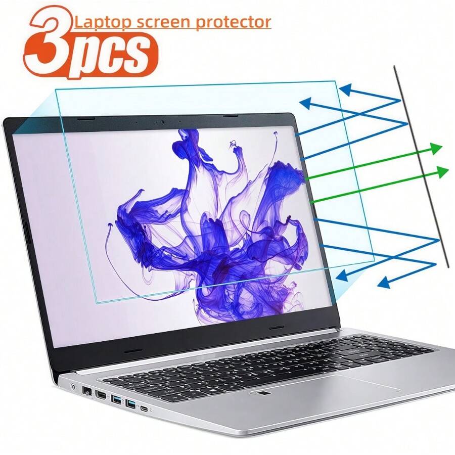 3 Pieces Set | 13/14/15.6/16 Inch Ultra Wide Adaptability | 16:9 Golden Ratio Frosted PET Material Screen Protector | Ultra High Definition Visual Enjoyment Intelligent Eye Protection And Blue Light Filtering | Super Anti Fingerprint, Anti Oil, Anti Scratch, Wear-Resistant And Scratch Free | Comes With Bubble Free Installation Kit, Even Beginners Can Easily Apply The Film | Ideal Digital Gift For Family And Friends - 3-piece PET High-definition Universal Soft Film - View 1