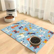 1pc Pet Paw Print Quick Dry Feeding Mat, Easy To Clean Pet Bowl Mat, Dog Cage Mat, Suitable For Pets All Seasons - Multicolor - View 12