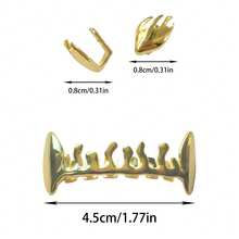 1 Set Unique Flame Design Tooth Grillz, Unisex Everyday/Party Accessories - Multicolor - View 5