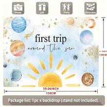 1 szt. Tło z motywem Układu Słonecznego - 70x90 cali, poliester, żywy wzór planety i słońca, odpowiednie na przyjęcia urodzinowe, fotobudkę i uroczystości, dekoracja na imprezę w kosmosie - Wielokolorowe - Zobacz 7