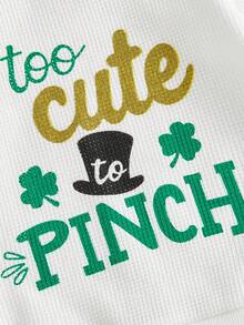Toddler Baby Girl St Patricks Day Outfit Shamrock Long Sleeve Letter Print Sweatshirt Flare Pant Sets Little Kids Irish Clothes - 白色 - 查看 5