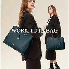 Bolsa mujer para laptop hasta 15.6 pulgadas de cuero vegano, portafolio para mujer para computadora, bolsa de mano para laptop para mujer, bolsos ejecutivo mujer - verde oscuro - Ver 4