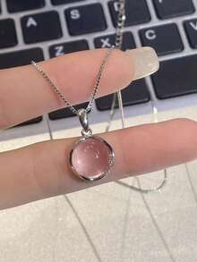 1 chiếc dây chuyền mặt dây chuyền pha lê tròn màu hồng thiết kế tối giản thanh lịch, phong cách Hàn Quốc, dành cho bé gái/phụ nữ, quà tặng trang sức hình ngôi sao. - tròn - Xem 5