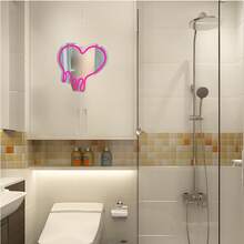 1 Peça Espelho de Coração Fofo Sinal de Néon Luz LED Brilhante Alimentado por USB - Decoração para Banheiro, Salão de Beleza, Quarto, Bar, Hotel, Presente Perfeito para Aniversário e Feriados - luz policromática - Visão 3