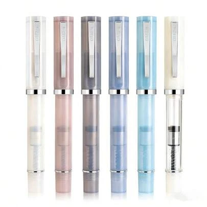 Jinhao 58D Fountain Pen Transparent Acrylic Rotating Cap Ink Pen For Writing Student