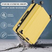 YSTYLE Suitcase Available In Various Colors Made Of PVC Material With Combination Lock And Silent Universal Wheels, Suitable For Storing Clothes For Business Trips, Boarding And Student Boarding. - Yellow - View 2