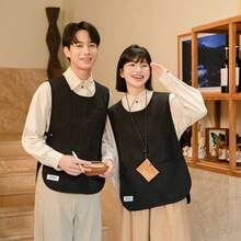 Minimalist Apron Vest With Adjustable Waist Strap, Front And Back Pockets For Convenient Storage, Suitable For Baking, Painting, Bubble Tea, Hot Pot, Catering, Etc. (Black) - Black - View 2