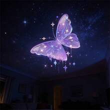 1套 USB LED 投影燈，LED 夢幻投影燈，附玫瑰、鯨魚、蝴蝶、雲朵、心形、行星、羽毛圖案 - 可調節支架，塑料材質，USB 供電，適用於牆壁/天花板裝飾、床頭夜燈、生日禮物 - 黑色 - 查看 3