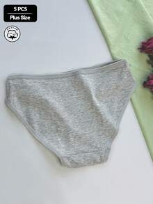 5件組女款純色純棉大尺碼內褲，高彈力舒適親膚貼身三角內褲，日常居家穿著四季適用 - 彩色 - 查看 2