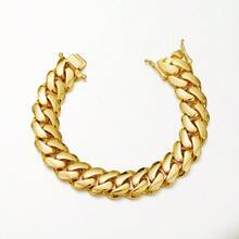 1pc Men's 18K Gold Plated Plated Cuban Link Chain Bracelet  8-22mm Men'S Cuban Chain  Classic Hip-Hop Accessory 316L  Stainless Steel Unisex Gift Music 2025 Autumn And Winter Fashion Bracelet Auspicious New Year Gifts - 16毫米/0.62英寸 - 查看 10