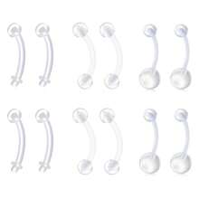 14G Plastic Belly Button Piercing Retainers, Curved Barbell Piercing Banana Plastic Acrylic Flexible 8/10/12/14 Mm - Clear - View 10