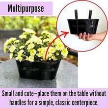 Balcony and exterior railing flower pots, small and cute hanging iron flower pots for metal fences, terrace railings, ideal for adding charm to outdoor spaces - Negro - - Ver 5