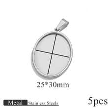 5 Pieces Of Stainless Steel 18K Gold-Plated Oval Pendant Trays, Blank Bases For Embedding Convex Round Beads, Home Craft DIY Embossed Pendant Jewelry, Jewelry Making Materials - Silver - View 8