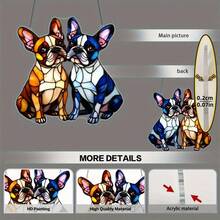 2D Acrylic Boston Terrier Silhouette Window Hanging Decor, Suitable For Dog Lovers, Animal Themed Occasions, Couple Gifts, Outdoor Spaces, Garden, Bedroom, Farewell Gifts - Multicolor - View 7