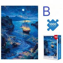 1000片星空拼图，减压迷你拼图玩具，含拼图块和绘图纸，成人艺术创作和家庭游戏的最佳礼物 - 星空 - 月光小屋 - 海豚 - 海洋世界拼图 - 高难度拼图 - 休闲减压 - 礼品 - 彩色 - 查看 4