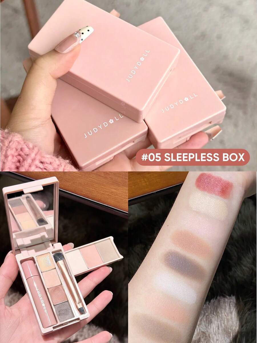 JUDYDOLL 迷你彩妆盘、紧凑型眼影盘、彩妆组合盘、睫毛膏、旅行和日常使用、哑光、荧光笔、眉粉、轮廓 - 05 Sleepless Box - 查看 1