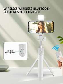 Bluetooth Selfie Stick Tripod With LED Fill Light & Remote, Extendable Phone Tripod Stand For Live Streaming, Vlog, Travel & Photography - White - View 8