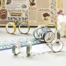 5 Rolls And Paper Tape Floral Series Tear Non-Scratch Decorative Stickers Are Suitable For Diaries, Albums, Schedules And Party Decorations - 樣式1 - 查看 4