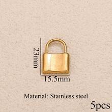 5pcs Stainless Steel 18K Gold-Plated Fashionable Versatile Lock Pendant Small Heart Cute Little Key Tag Pendant Necklace Earrings DIY Pendant Accessories - Lock Pendant - View 15
