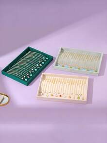 1 pieza Caja de almacenamiento de collares, bandeja de exhibición de joyas con tapa transparente para collares y colgantes, adecuada para mujeres y niñas, soporte en forma de T, bandeja de joyas de terciopelo, soporte para anillos, gabinete de exhibición, exhibición de joyas, caja de almacenamiento de anillos - Multicolor - Ver 10