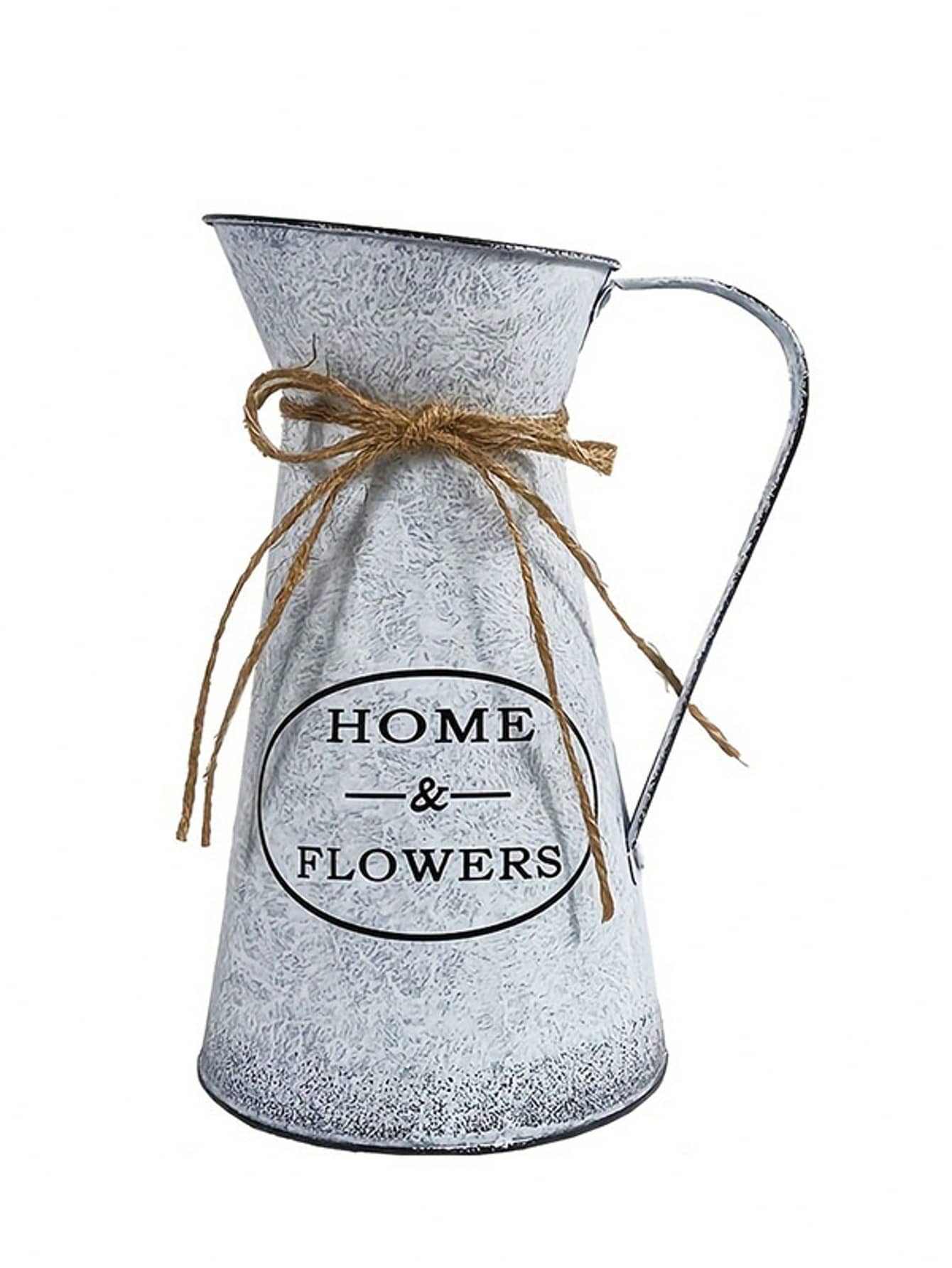 Macetas y jarrones de hierro forjado retro con asas, jarrones decorativos para flores con cuerdas de cáñamo, adornos de escritorio para el hogar, mesas de comedor y sala de estar, decoración de estilo campestre suave, contenedores para arreglos florales, adecuados para diversos estilos de arte floral - cafetera - Añade 14