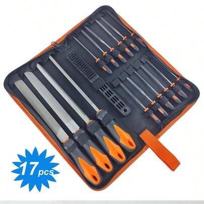 17pcs Metal File Set With Needles And Files, Large & Fine Micro Steel, Flat, Half, Round & Triangle Tools For For Crafts, DIY Projects & Professional Use, High-Strength Steel Metalworking Tools