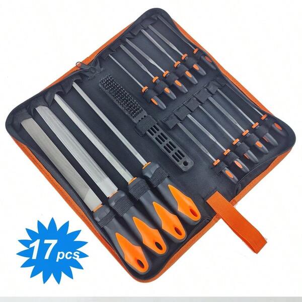 17pcs Metal File Set With Needles And Files, Large & Fine Micro Steel, Flat, Half, Round & Triangle Tools For For Crafts, DIY Projects & Professional Use, High-Strength Steel Metalworking Tools