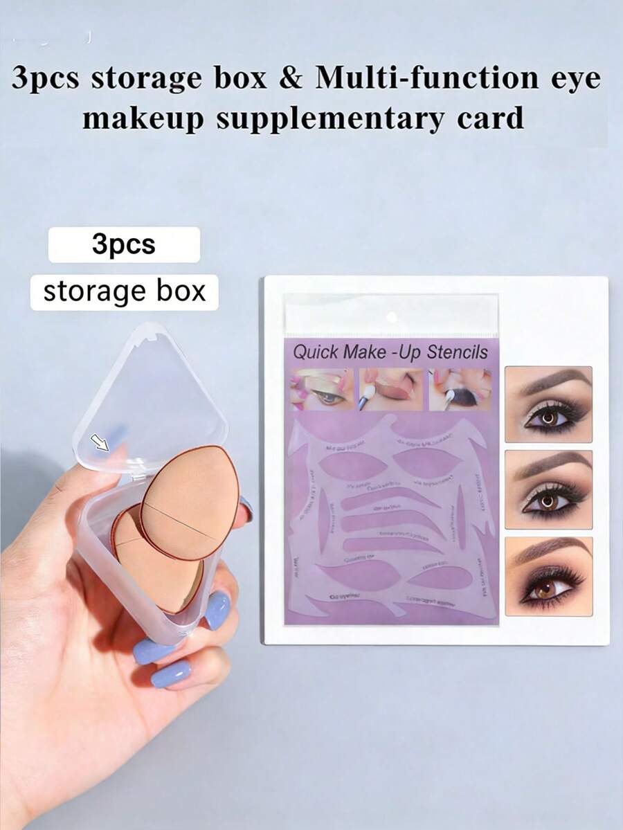 Precision Eye Makeup Set, Includes 4 Synthetic Makeup Brushes (Angled Eyeliner Brush, Fine Eyeliner Brush, Eyebrow Brush, Ultra-Fine Eyeshadow Brush) To Help You Precisely Create Eye And Brow Looks. Also Comes With Reusable 5-In-1 Silicone Makeup Stencil: Eyeliner Template + Eyebrow Template, Even Beginners Can Easily Create Delicate Eye Makeup. Affordable Price, Versatile Functions. Ideal For Daily Makeup, Travel, And A Great Christmas Gift For Makeup Lovers. - Multicolor - View 1