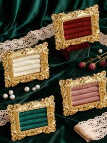 1 pieza Bandeja de joyería dorada, Organizador de joyería elegante, Soporte para exhibir aretes y anillos, Estante de almacenamiento de joyería, Regalo para ocasiones especiales - Expositor de anillos - Ver 6